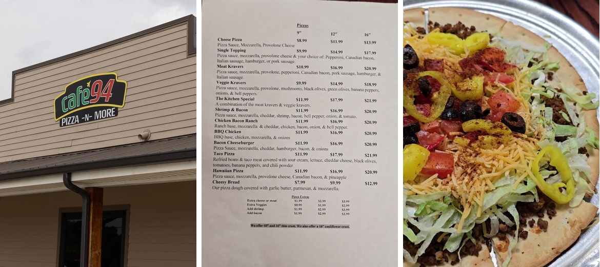 Cafe 94 Pizza -N- More Menu