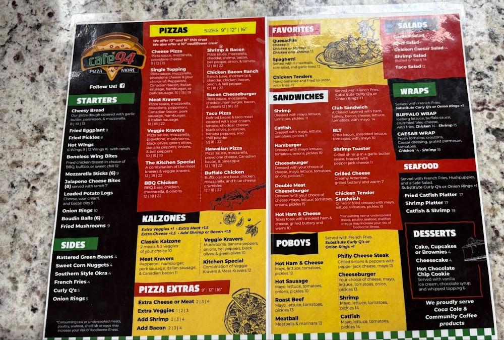 Cafe 94 Pizza -N- More Menu image 1